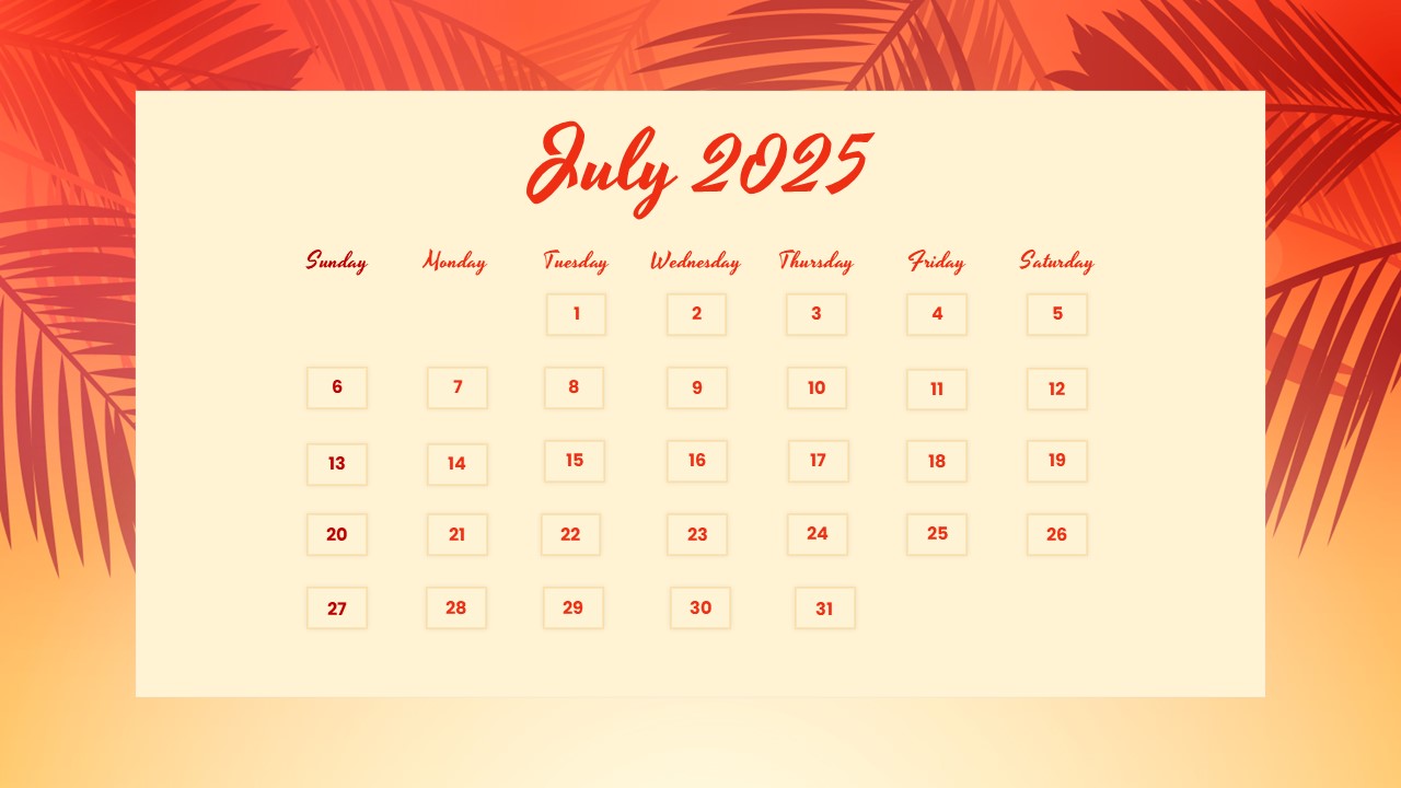 july 2025 calendar template