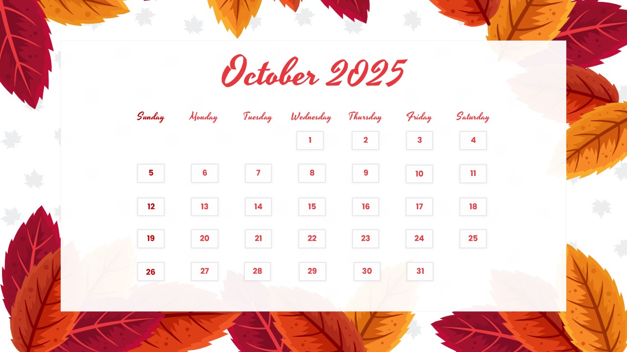 october 2025 calendar template