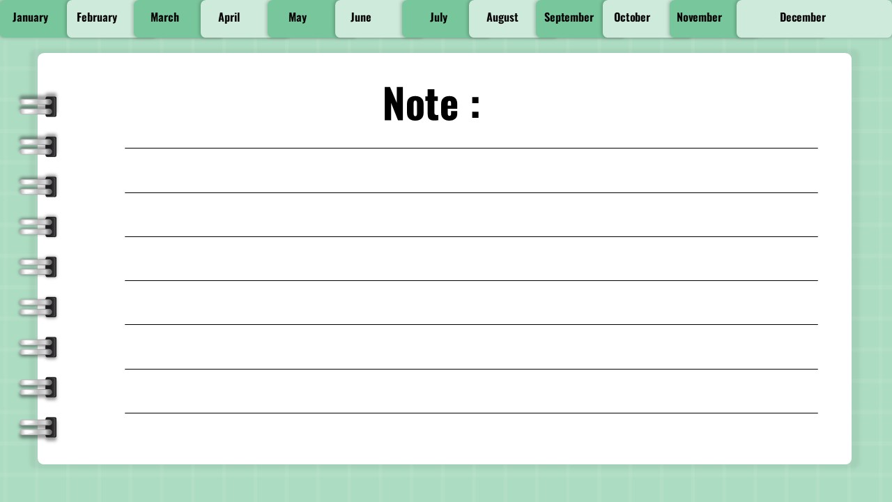 2025 calendar notes slides