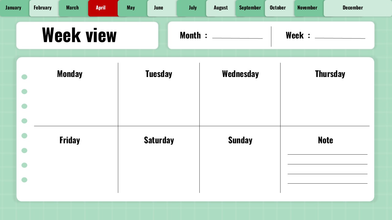 april 2025 week view calendar