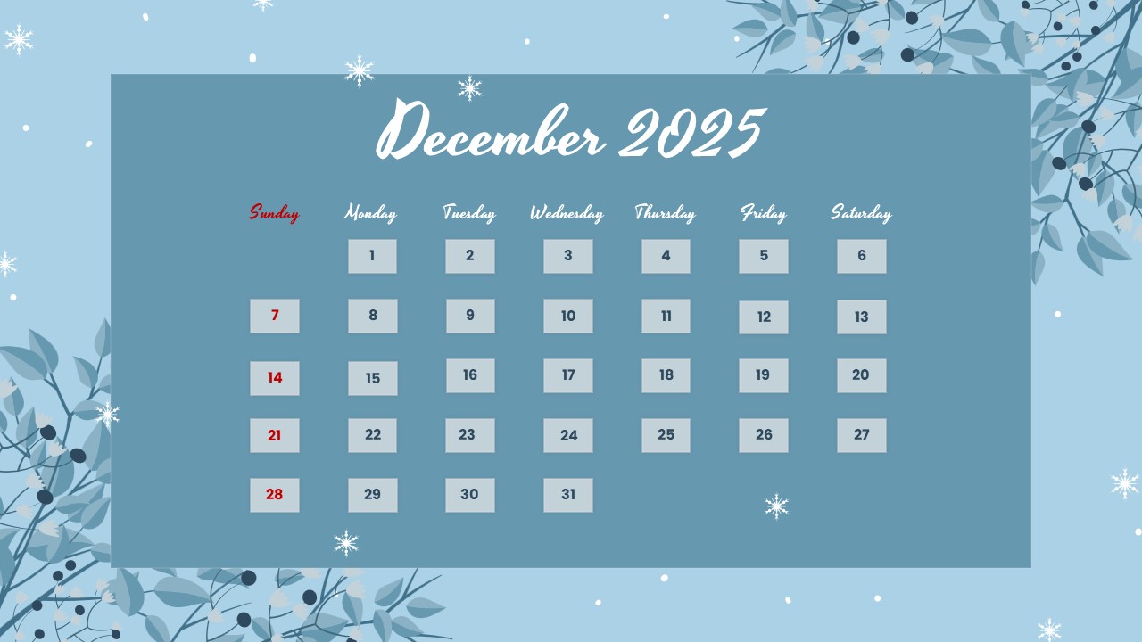 december 2025 calendar