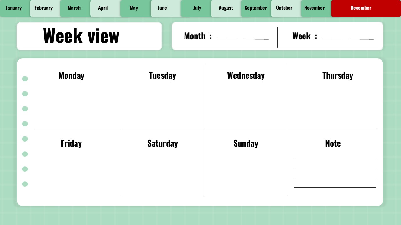 december 2025 week view calendar