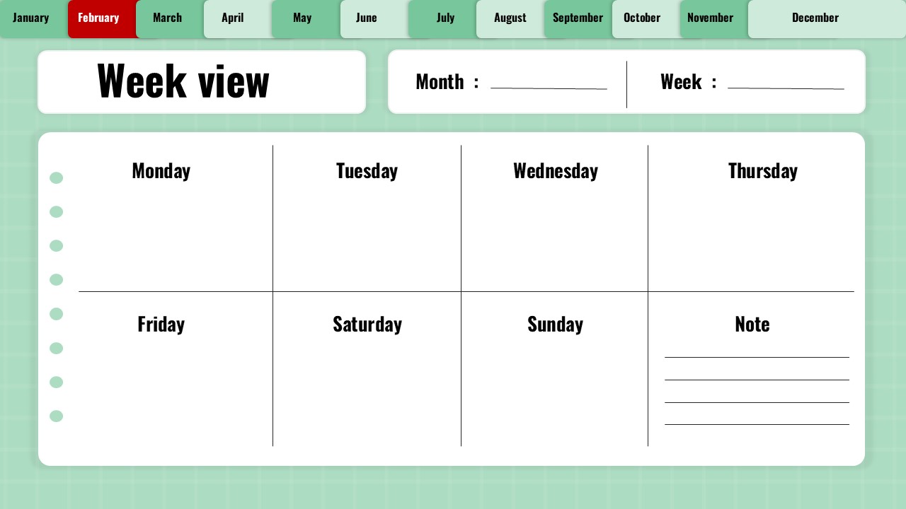 February 2025 week view calendar