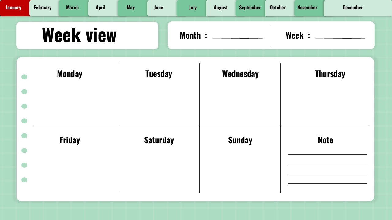 january 2025 week view calendar