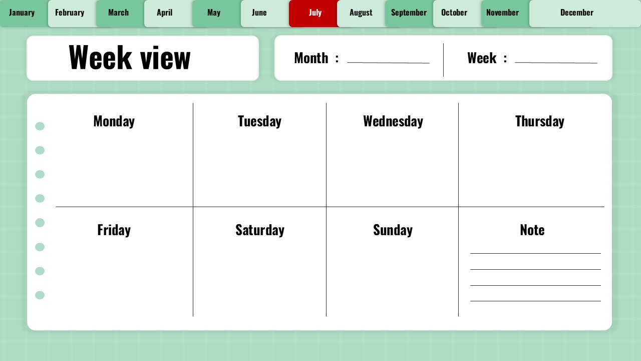 july 2025 week view planner calendar