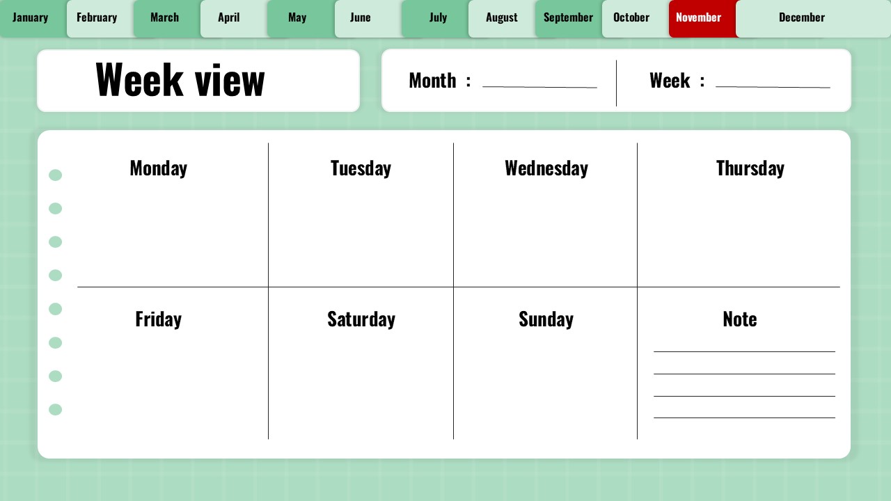 november 2025 week view calendar