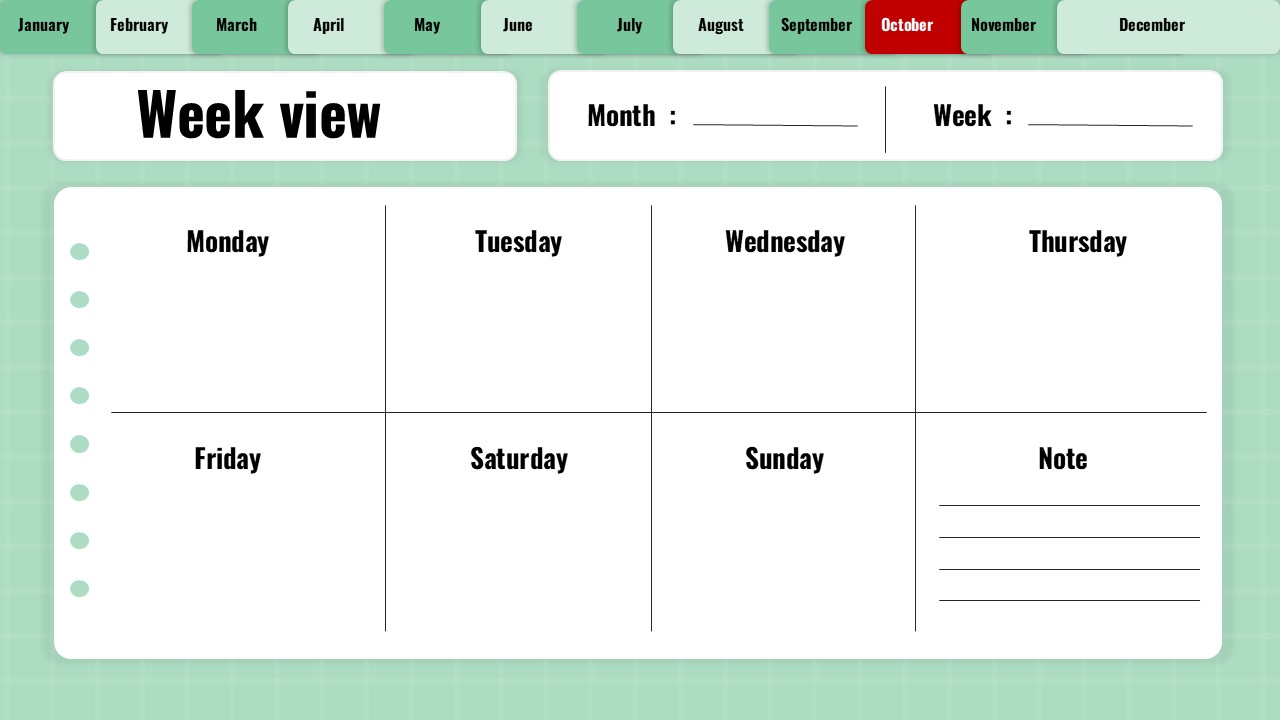 october 2025 week view calendar