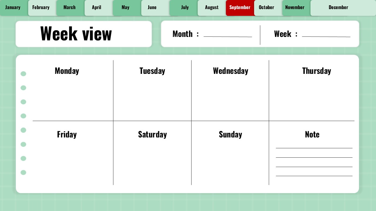 september 2025 week view calendar