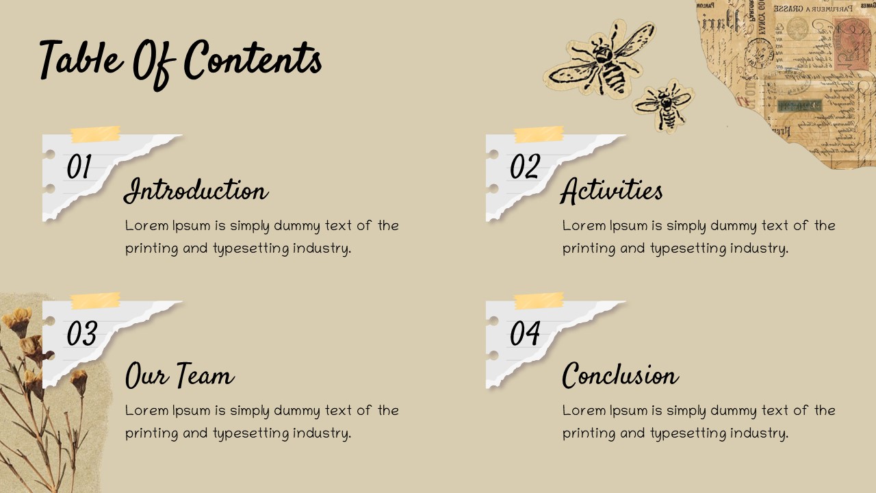 aesthetic table of contents template