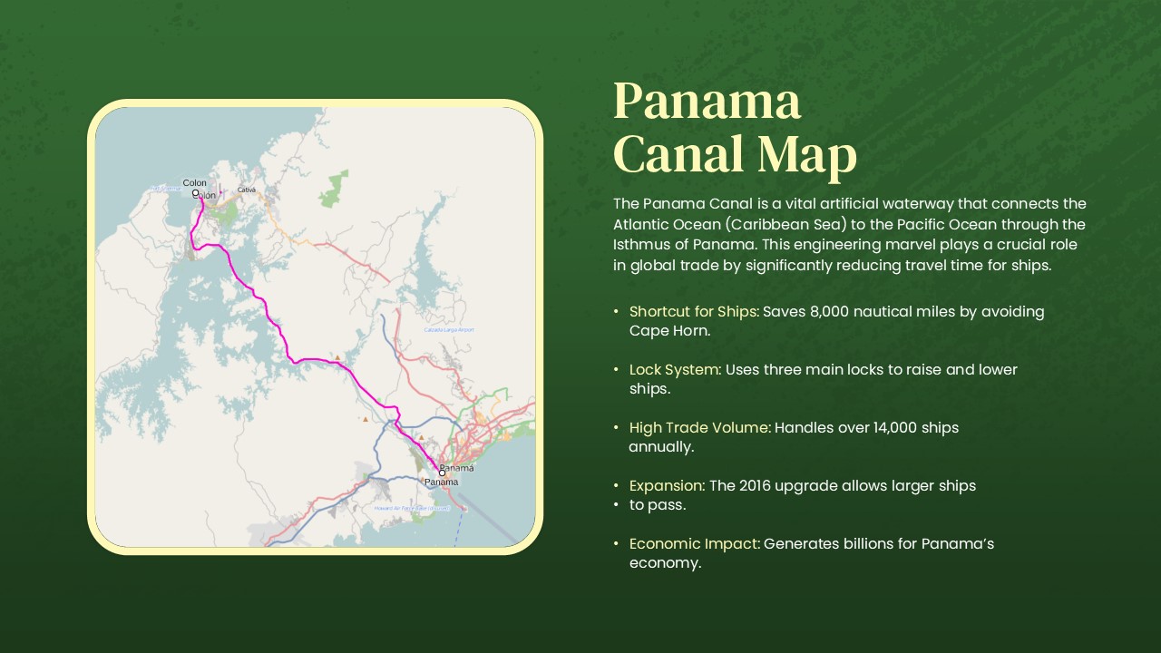 Panama canal map