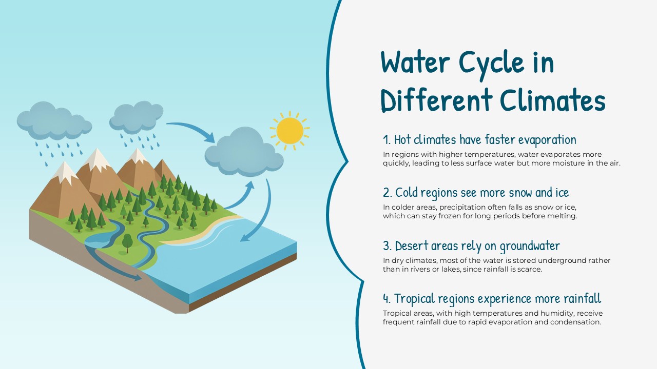 water cycle in different climate