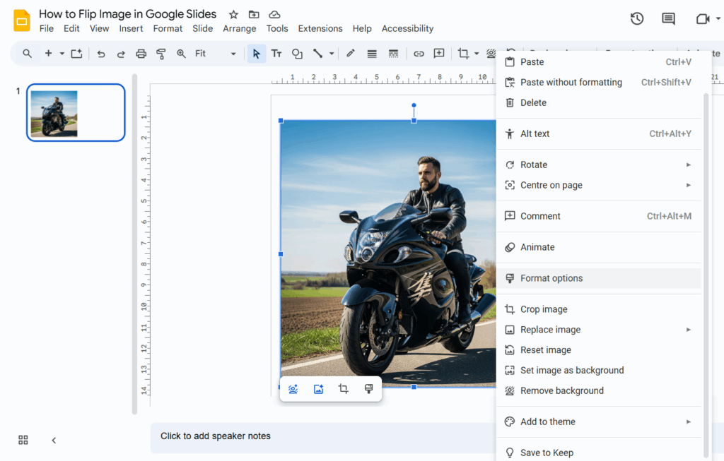 flip image in google slides 1