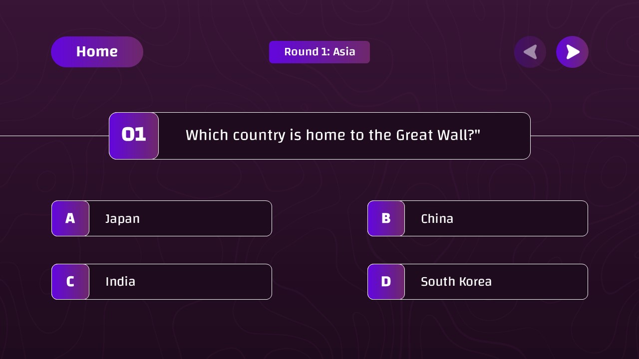 asia country quiz template