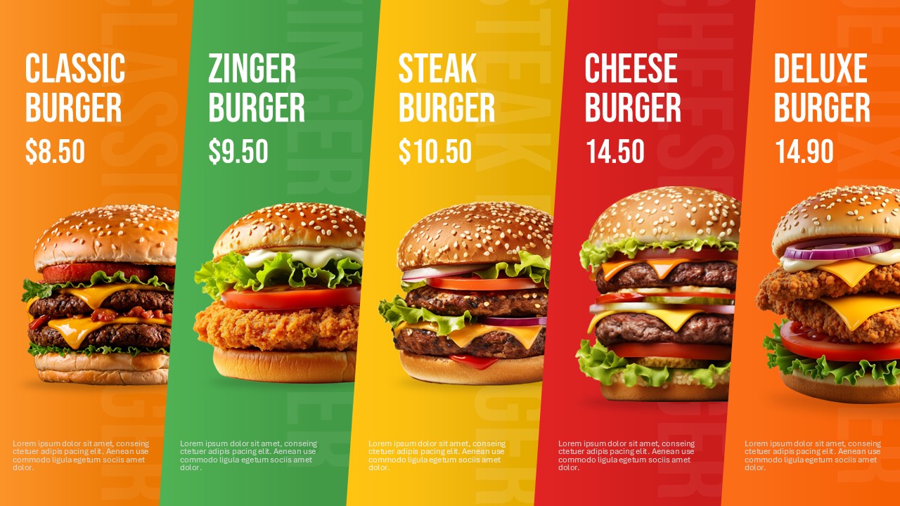 burger shop digital menu board template