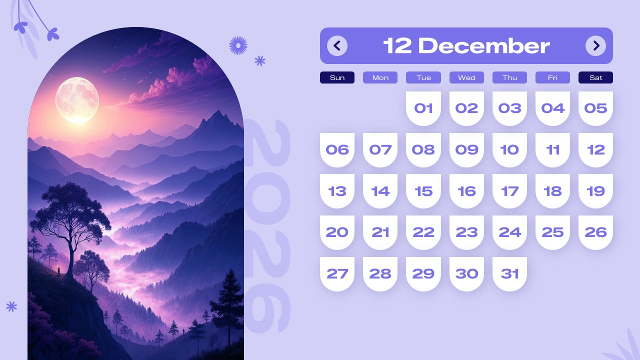 december 2026 calendar