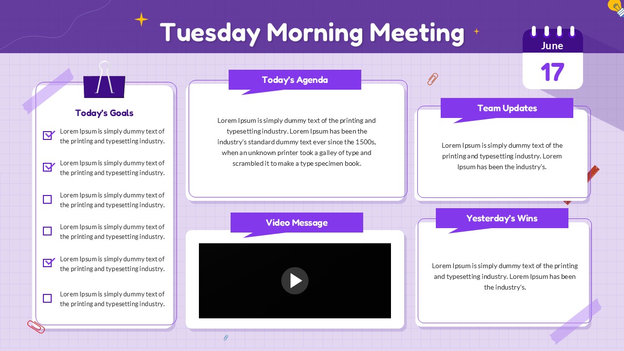 tuesday morning meeting template