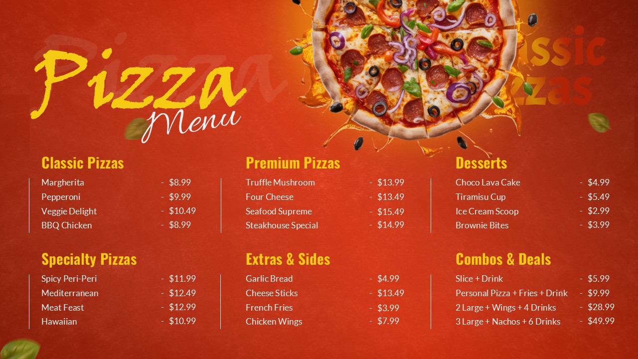 Pizza Menu Board Template