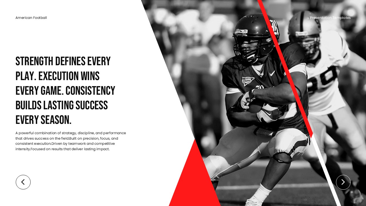 American Football Philosophy Template - geometric design with strength messaging and triangular elements