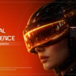 AI Template - digital human head with code overlay presentation slide