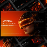 AI PowerPoint Template - futuristic cover slide with VR goggles
