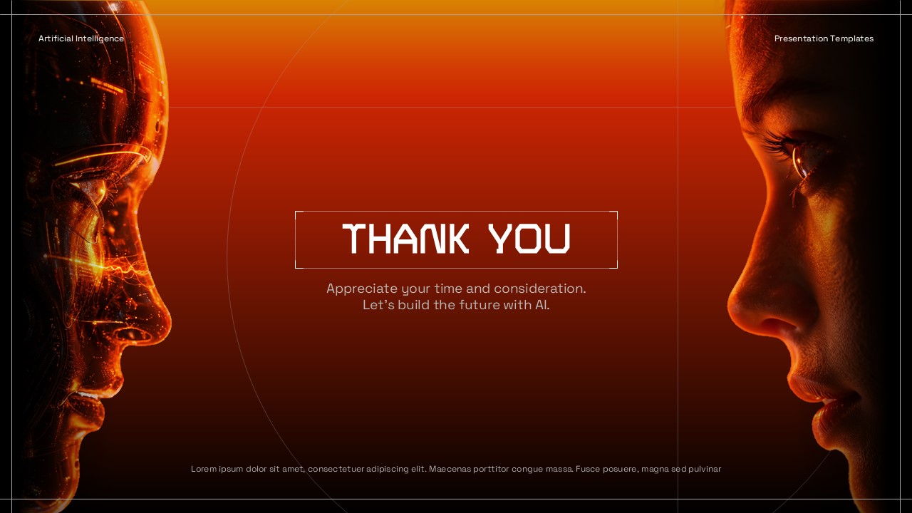 AI Thank You Template - professional closing slide with human profiles