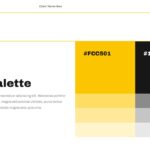 Brand Guidelines Template - color palette slide with yellow #FCC501 and black #171717 color swatches
