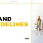 Brand Guidelines Template - title slide with presenter placeholders and lifestyle photo of three people