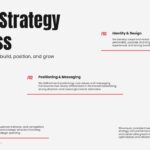 Brand Strategy Template - development process slide with three main steps and red accent lines on light background