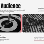Brand Strategy Template - target audience slide with 72% engagement statistic, dartboard and crowd imagery