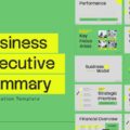 Business Executive Summary Template - cover slide with title text and thumbnail previews on green background