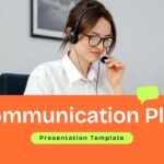 Communication Plan PowerPoint Template - Title slide orange background