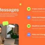 Key Messages Template - Orange slide with four numbered communication areas