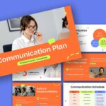 Communication Plan Template - Orange cover slide with professional woman