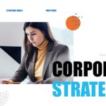 Corporate Strategy PowerPoint Template - Navigation tabs guide through strategy sections with wireframe design elements