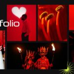 Creative Agency Portfolio - Six red-themed images creating cohesive visual story across different creative categories