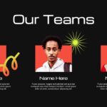 Creative Agency Team - Three diverse team member portraits in red frames showcasing the human talent behind services