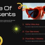 Creative Agency Table Contents - Clean layout with heart sunglasses image guiding through three key presentation sections