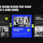 Design Agency Services - Three-column layout showcasing brand identity, digital design, and marketing solutions