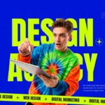 Design Agency Presentation - Creative layout blending model imagery with mission statement and service highlights