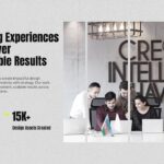 Design Agency Results - Conference room meeting scene with 300+ projects and 15K+ design assets metrics