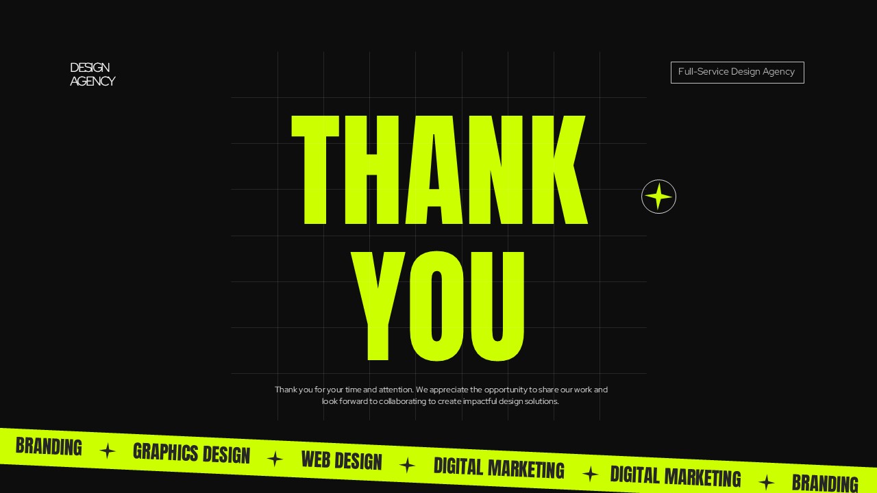 Design Agency Thank You - Professional closing with appreciation message and collaboration invitation