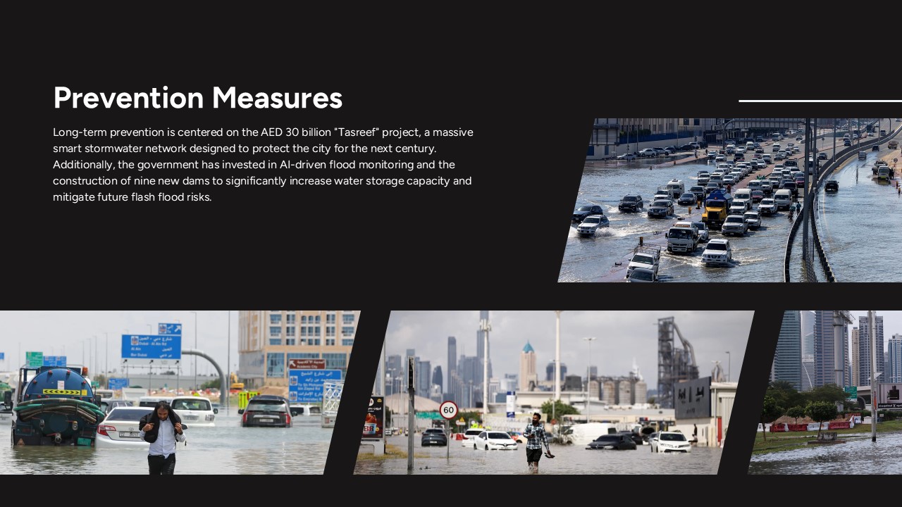 Dubai Floods Template - Detailed impact analysis slide