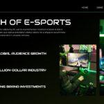 E-Sports Gaming Template - growth slide with three green metric boxes and gaming station image