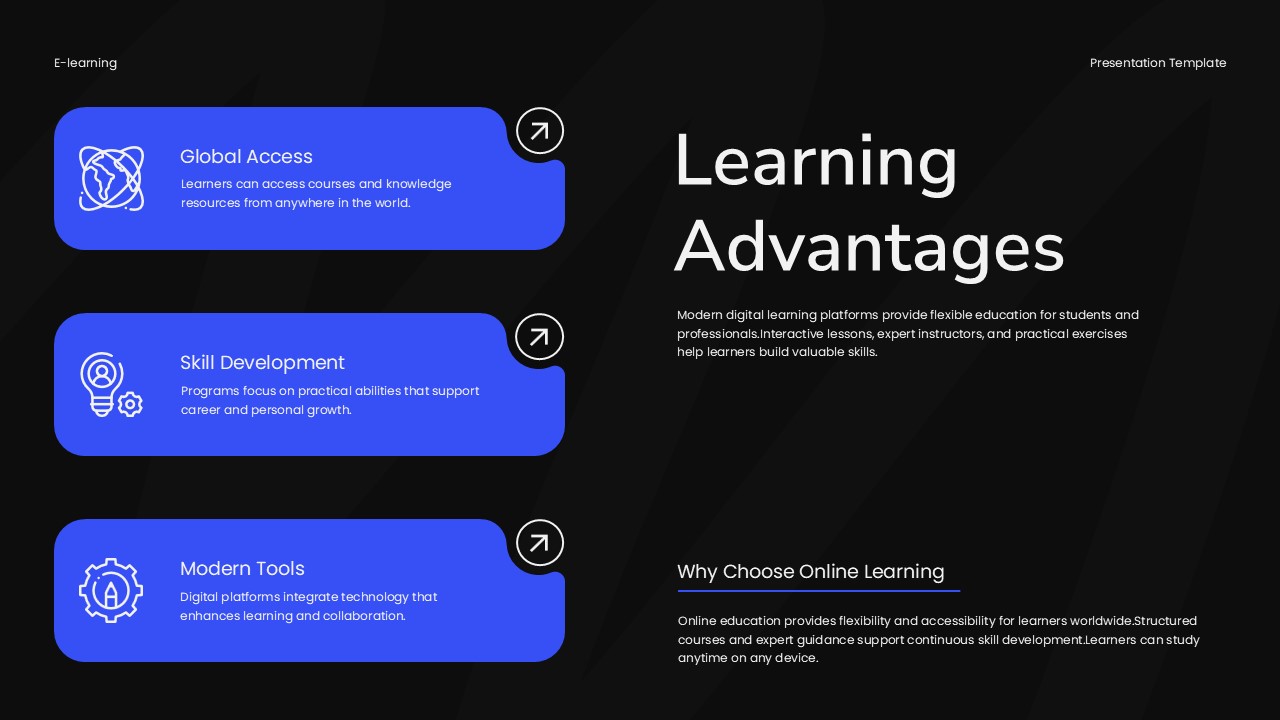 E-learning Template - Learning advantages with global access features