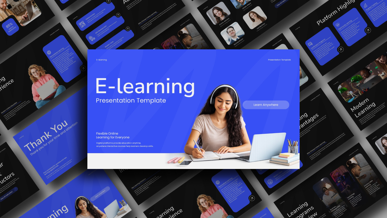 E-learning Template - Thank you slide with contact information