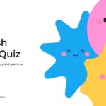 English Class Quiz Template - clean title slide with blue and yellow star characters on light background