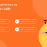 English Class Quiz Template - grammar question slide with orange gradient and 4 multiple choice options A-D
