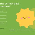English Class Quiz Template - past tense correct answer with option D in green and explanation text