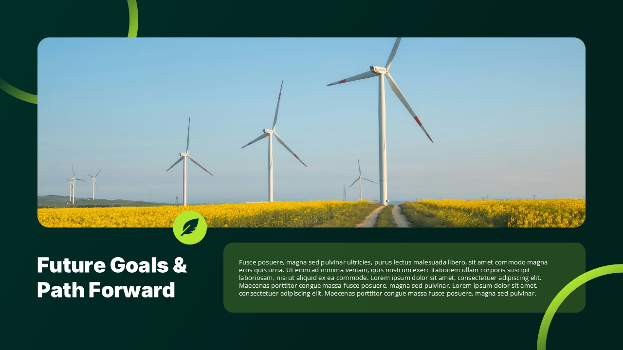 ESG Report Template - Future goals slide to outline your forward-looking sustainability strategy and commitments