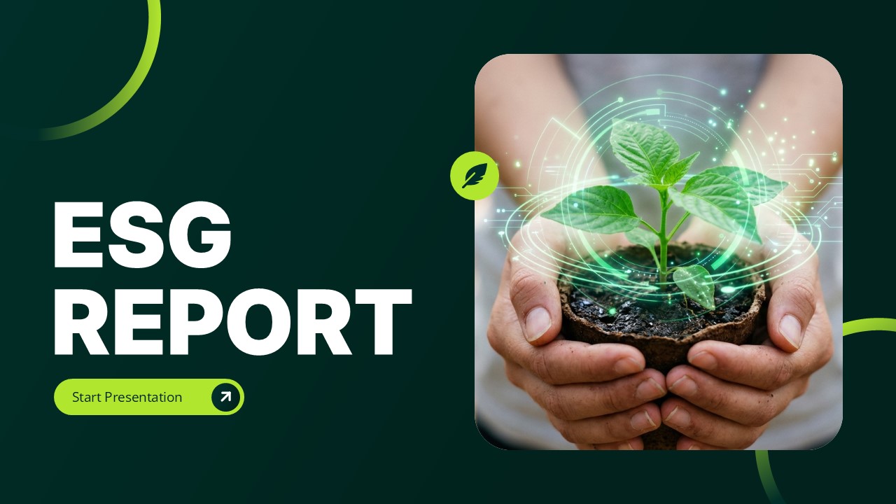 ESG Report Template - Complete slide deck preview showcasing all 11 slides for sustainability presentations